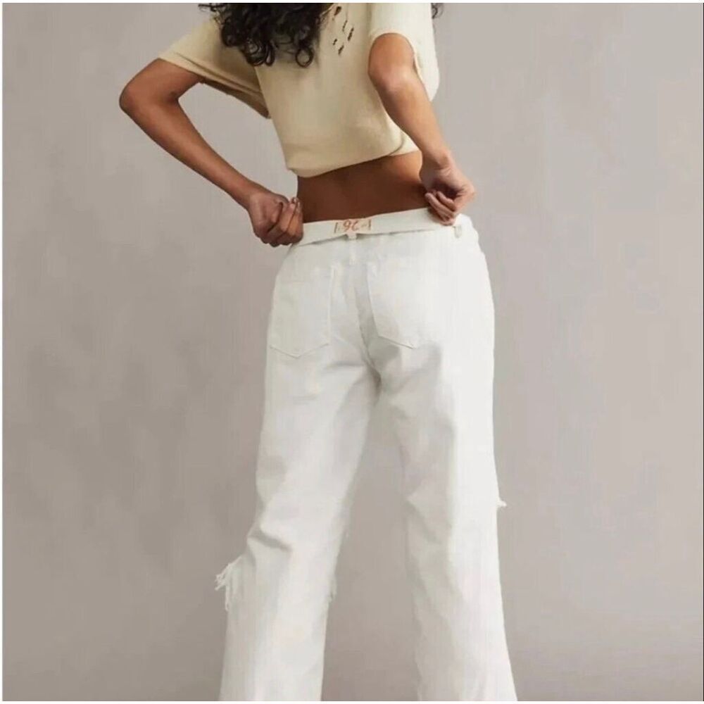Free People White Maggie Mid Rise Straight Leg Jeans - Picture 2 of 14